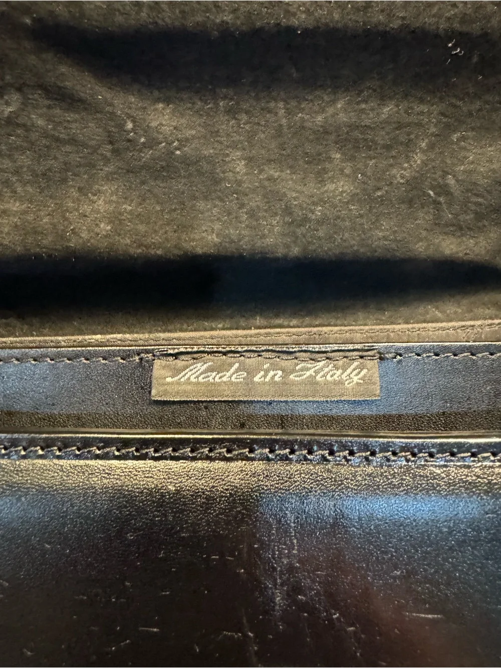Black Leather Laptop Briefcase with Shoulder Strap